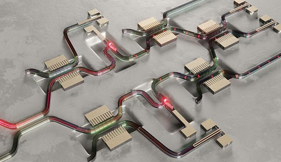 芯片級光開(kāi)關(guān)技術(shù)示意圖