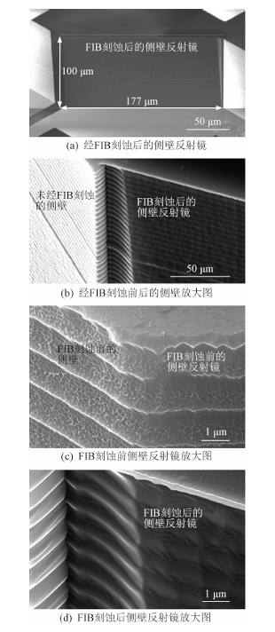 圖5：側壁反射鏡FIB刻蝕前后的SEM對比圖 - 廣西科毅光通信